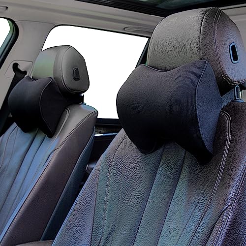 ZATOOTO Nackenkissen Auto, 2PCS Memory Foam Nackenkissen Kopfkissen, Bietet Verstellbaren Schultergurt und Waschbaren Bezug, für Fahrer oder Beifahrer, Bequem, Weich und Atmungsaktiv (Schwarz) von ZATOOTO