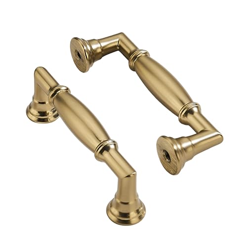 ZAUYX Schrankgriffe aus gebürstetem Messing, 8,9 cm (3 1/2 Zoll), massives satiniertes Messing, robuste Schrankgriffe, Küchenschrank-Hardware, Waschtischgriffe, Badezimmerschrankgriffe, 2 Stück von ZAUYX