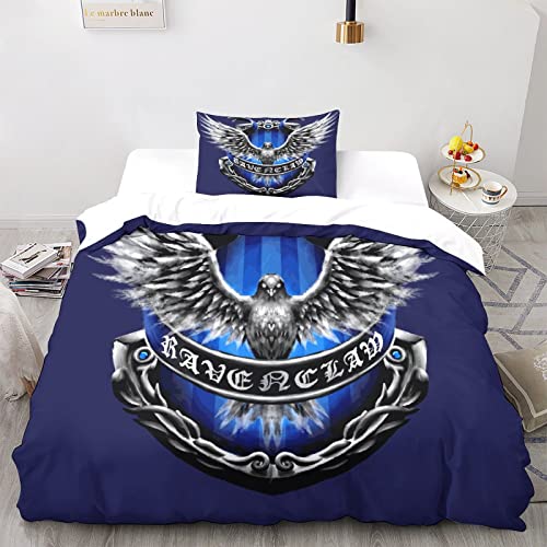 ZAVAYA Rowena Ravenclaw Bettbezug 3D Abzeichen Bettwäsche Set Komfortbezug Microfiber Soft Quilt Cover Für Mädchen Jungen Mit Kissenbezug Mit Reißverschluss Single（135x200cm） von ZAVAYA