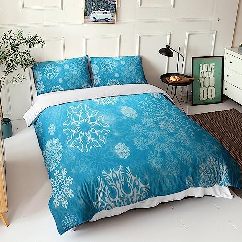 ZAVAYA Snowflake Bettbezug 3D Muster Schneeflocke Bettwäsche Set Soft Microfiber 3pcs Mit Reißverschluss Und Kissenbezüge Für Jungen Mädchen King（220x240cm） von ZAVAYA