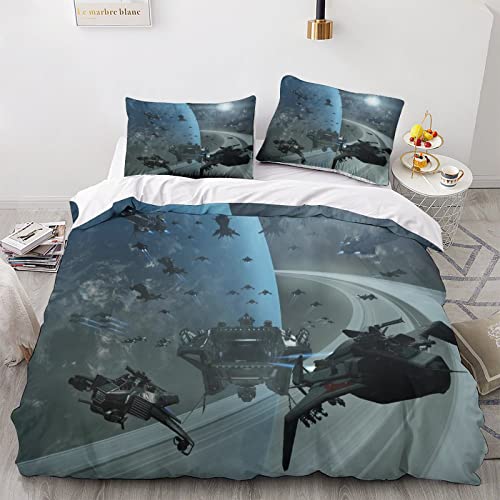 ZAVAYA Star Citizen 3D Bettwäsche Raumschiff Bettbezug Microfiber Mit Reißverschluss Für Kinder Teens Erwachsene Tröster Cover 3-teiliges Mit Kissenbezug Double（200x200cm） von ZAVAYA