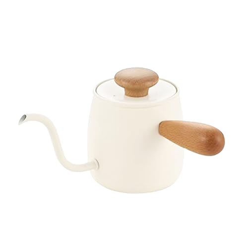 ZAWELIYO 350 Ml Schwanenhalskessel, 304 Edelstahl über Kaffeekessel, Lebensmittelqualität Langsam Gießen Ausguss Zum Kaffee mit Dem Brauen (Weiß) von ZAWELIYO