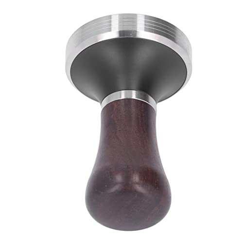 ZAWELIYO 58 Mm Kaffeestamper, Edelstahl Flat Base Coffee Tamp -Werkzeug, Kaffee -Manipulation mit Matte, Schweres Einteilungsdesign mit Lederschwarzholzgriff für Home Office Barista von ZAWELIYO