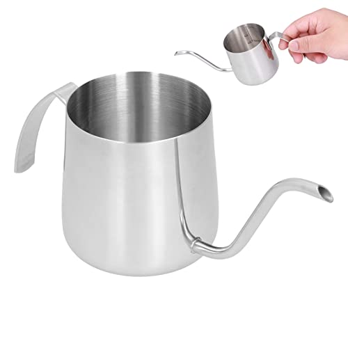 ZAWELIYO Schwanenhalskaffeekessel, 7,3 Unzen über Wasserkocher, Innere Maßstab und Verdickte Basis, Kochartige Wassertopf für Gießen, Tropfkaffee, Hausbrauen -Barista -Accessoires (250 ml Edelstahl) von ZAWELIYO