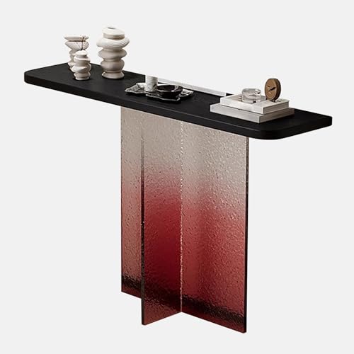 ZAWQFDZ Acryl-Konsolentisch mit Farbverlauf und Eisriss-Design, Luxuriöser Eingangstisch, Platte mit Geprägter Textur, Stabile Acrylbeine(Red,47.2in/120cm) von ZAWQFDZ