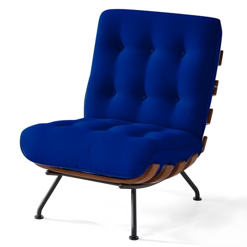 ZAWQFDZ Kleiner Loungesessel, Ergonomische Sesselcouch, mit Atmungsaktivem Stoff und Tiefem Knopfheftungsdesign, zum Lesen und Entspannen(Blue) von ZAWQFDZ