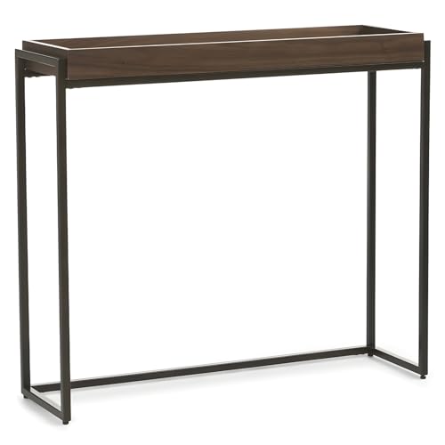 ZAWQFDZ Konsolentisch Schmal, Schmaler Flurtisch mit Versenktem Tablett, mit Eisenbeinen und Verstellbarer Tischplatte, für Zuhause und Büro(100x80x30cm/39.3x31.4x11.8in) von ZAWQFDZ