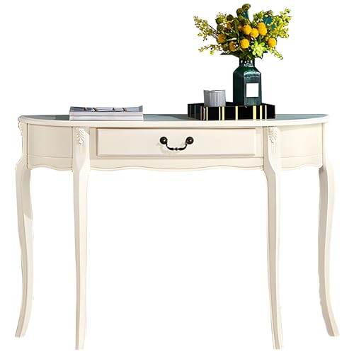 ZAWQFDZ Konsolentische für den Eingangsbereich, Konsolentisch mit Schubladen, mit Vintage-Metallgriffen und Geräumigen Schubladen, für Flur, Foyer und Wohnzimmer(Beige,90cm/35.4in) von ZAWQFDZ