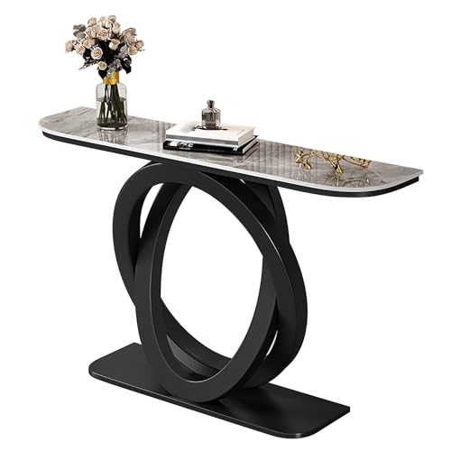 ZAWQFDZ Moderner Eingangstisch, Ovaler Konsolentisch mit Verstärktem Fuß, Kollisionssicher, für Flur, Wohnzimmer und Büro(Gray,59in/150cm) von ZAWQFDZ