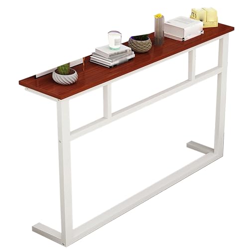 ZAWQFDZ Schmaler Konsolentisch mit Stauraum, schmal hinter dem Sofatisch, verdickter Stahlrahmen, Eingangstisch für Eingang, Nachttisch, Heizungsabdeckung oder Flur (Hellbraun, 100 x 80 x 20 cm) von ZAWQFDZ