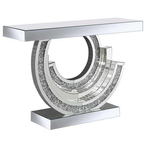 ZAWQFDZ Silberner Konsolentisch, Moderner Glassofa-Empfangstisch, Luxuriöser Rechteckiger, Schmaler Glastisch als Beistelltisch fürs Wohnzimmer(Silver) von ZAWQFDZ