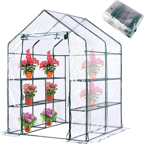 Green House-Abdeckung,PVC-Gewächshaus-Ersatzabdeckung 143 x 143 x 195 cm, wasserdichte Ersatzabdeckung ,begehbares Gartenhäuschen für begehbare Gewächshäuser (transparent Rahmenlos) von ZAWR