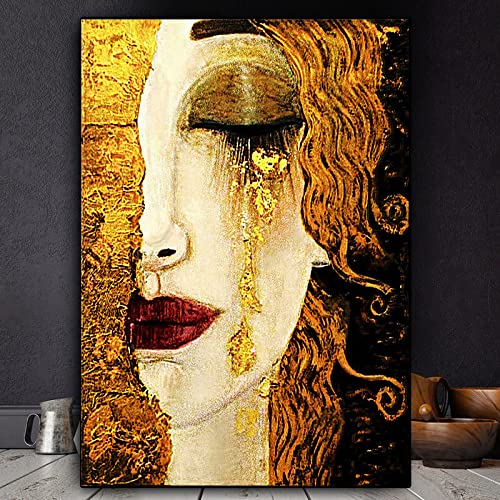 ZAYEN Goldene Tränen von Gustav Klimt Leinwandmalerei, Wandkunst, berühmte Reproduktion, Gemälde, Posterdrucke für Wohnzimmer, Wohnkultur, 60 x 90 cm, rahmenlos von ZAYEN