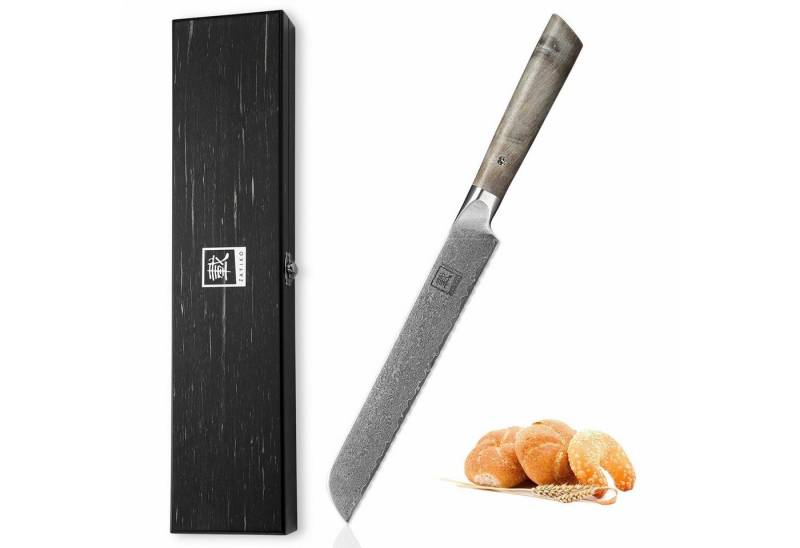 ZAYIKO Brotmesser Professional Series Damast Brotmesser I 20 cm Klinge I Ahornholzgriff, 67 Lagen Damaststahl, VG-10 Stahlkern ZAYIKO Brotmesser Professional Series Damast Brotmesser I 20 cm Klinge I Ahornholzgriff, 67 Lagen Damaststahl, VG-10 Stahlkern von ZAYIKO