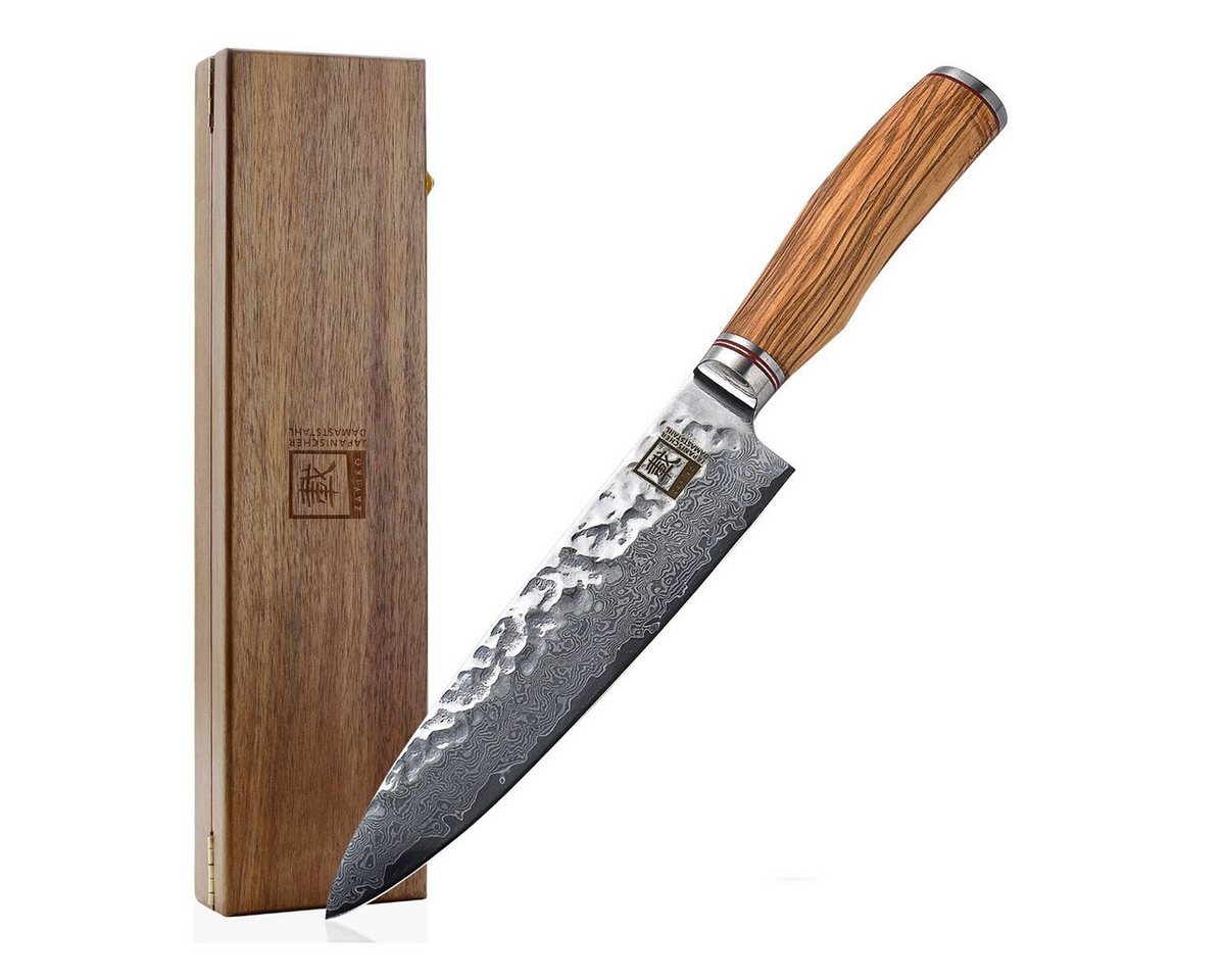 ZAYIKO Damastmesser ZAYIKO Damastmesser Olive Chefmesser 20cm Klinge - Griff: Olivenholz von ZAYIKO