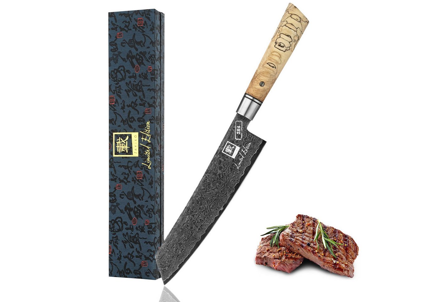 ZAYIKO Universalküchenmesser Limited Edition Damast Chefmesser Küchenmesser 21 cm Klinge, Damaststahl mit Titaniumbeschichtung ZAYIKO Universalküchenmesser Limited Edition Damast Chefmesser Küchenmesser 21 cm Klinge, Damaststahl mit Titaniumbeschichtung von ZAYIKO