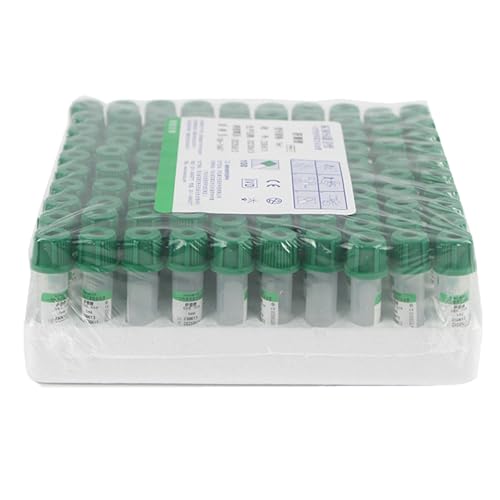 Blutentnahmeröhrchen, Einweg-Blutentnahmeröhrchen Aus Kunststoff, 0,5/1 Ml, 100er-Pack, Violette Edta-K2-Röhrchen, Grüne Lithium-Heparin-Röhrchen, Für Labore,1ML-Green von ZAYMGPD
