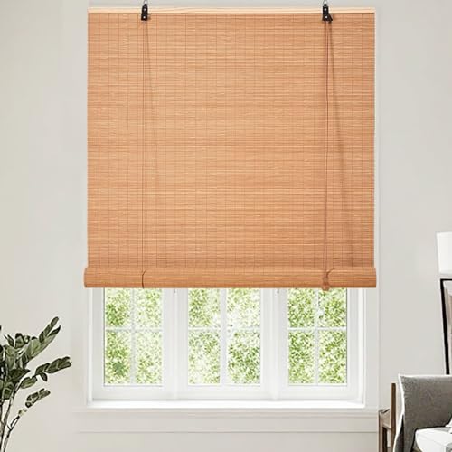 Bambusrollo Jalousien Bambus Rollo Bambus Raffrollo Natur Holzrollos Sonnenschutz Jalousien, Sonnenschutz und Atmungsaktiv, für Hofgarten, Balkon, Terrasse-Brauner A-Stil-60x80cm(Breite x Höhe) von ZAZRLW