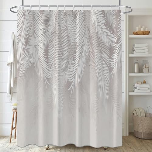 ZAZUZU 80–180 cm Breite * 180/200 cm Palmblatt-weiße Polyester-Duschvorhänge, schimmelresistenter, wasserdichter Duschvorhang mit Haken ZAZUZU 80–180 cm Breite * 180/200 cm Palmblatt-weiße Polyester-Duschvorhänge, schimmelresistenter, wasserdichter Duschvorhang mit Haken von ZAZUZU