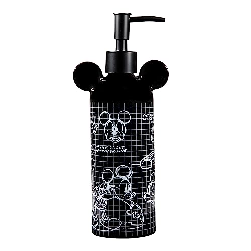 Zrike Brands Disney Bad-Seifenspender für Badezimmer, nachfüllbar, aus Keramik, für Lotion, Seife, Shampoo, Schwarz und Weiß von ZB ZRIKE BRANDS BY R SQUARED