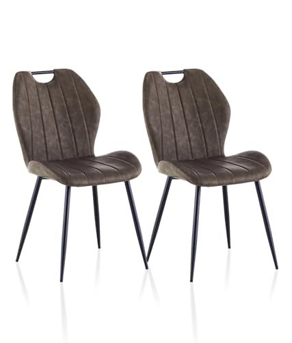 ZBAOLTO Esszimmerstühle 2er Set Kunstleder, Stühle esszimmer Küchenstuhl Polsterstuhl Wohnzimmerstuhl mit Rückenlehne Metallbeine, Stühle essstühle für Esszimmer Wohnzimmer Küche Schlafzimmer, Braun von ZBAOLTO