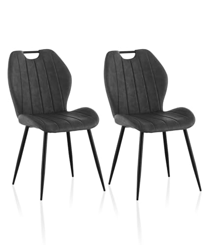 ZBAOLTO Esszimmerstühle 2er Set Kunstleder, Stühle esszimmer Küchenstuhl Polsterstuhl Wohnzimmerstuhl mit Rückenlehne Metallbeine, Stühle essstühle für Esszimmer Wohnzimmer Küche Schlafzimmer, Grau von ZBAOLTO