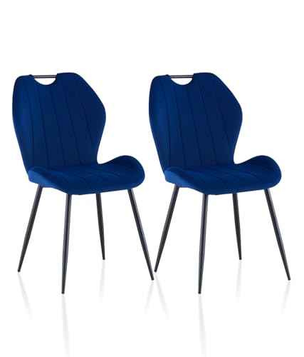 ZBAOLTO Esszimmerstühle 2er Set Samt, Stühle esszimmer Küchenstuhl Polsterstuhl Wohnzimmerstuhl mit Rückenlehne Metallbeine, Stühle essstühle für Esszimmer Wohnzimmer Küche Schlafzimmer, Blau von ZBAOLTO