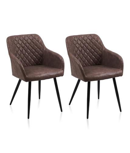 ZBAOLTO Stühle esszimmer 2er Set Kunstleder, Diamant-Gitter-Esszimmerstuhl Küchenstuhl Polsterstuhl Wohnzimmerstuhl mit Armlehnen Rückenlehne Metallbeine, für Esszimmer Wohnzimmer Küche, Braun ZBAOLTO Stühle esszimmer 2er Set Kunstleder, Diamant-Gitter-Esszimmerstuhl Küchenstuhl Polsterstuhl Wohnzimmerstuhl mit Armlehnen Rückenlehne Metallbeine, für Esszimmer Wohnzimmer Küche, Braun von ZBAOLTO