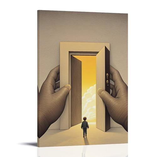 ZBBZJYHH Abstrakte Wandkunst, Leinwand, Motiv: Hände öffnen Tür zum glücklichen Himmel, modern, künstlerisch, Wandbild, Hängedekoration, Poster, 20 x 30 cm von ZBBZJYHH