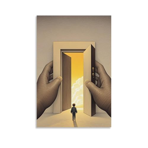 ZBBZJYHH Abstrakte Wandkunst, Leinwand, Motiv: Hände öffnen Tür zum glücklichen Himmel, modern, künstlerisch, Wandbild, Hängedekoration, Poster, 40 x 60 cm von ZBBZJYHH