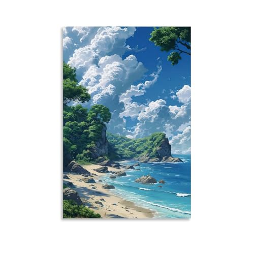 ZBBZJYHH Atemberaubende Strandlandschaft, Wandkunst-Poster, modernes künstlerisches Wandbild, hängende Dekoration, Poster, 60 x 90 cm von ZBBZJYHH