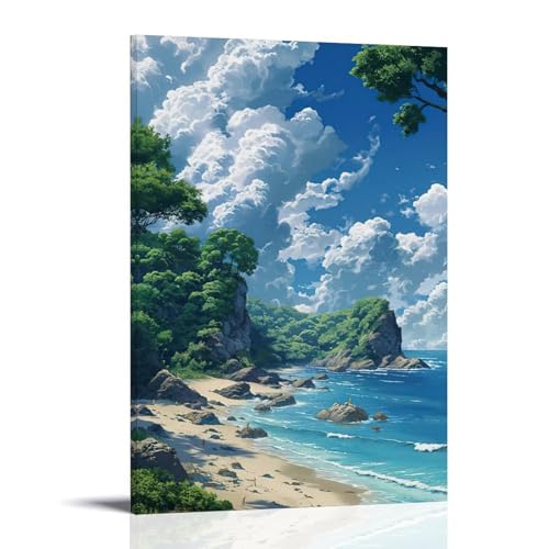 ZBBZJYHH Atemberaubende Strandlandschaft, Wandkunst-Poster, modernes künstlerisches Wandbild, hängende Dekoration, Poster, 60 x 90 cm von ZBBZJYHH