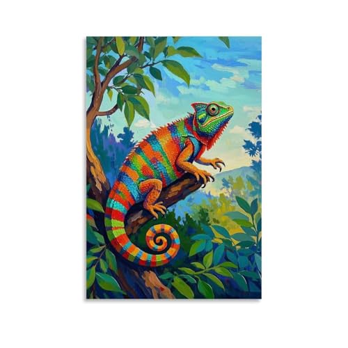 ZBBZJYHH Buntes Chamäleon-Wanddekorationsposter, modernes künstlerisches Wandbild, hängende Dekoration, Poster, 40 x 60 cm von ZBBZJYHH