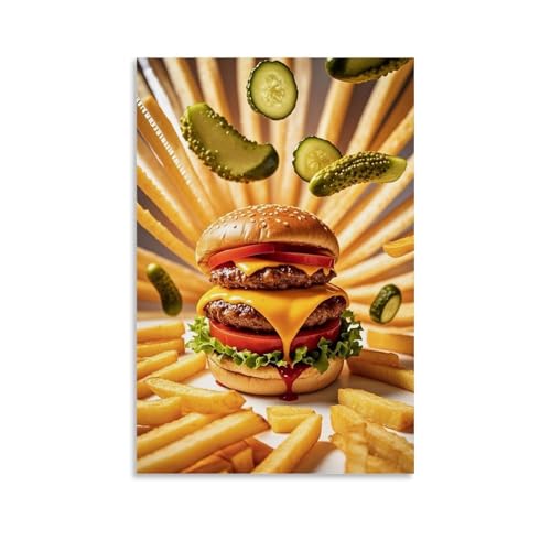 ZBBZJYHH Delicious Burger-Wandkunst, Dekoration, modernes künstlerisches Wandbild, hängende Dekoration, Poster, 20 x 30 cm von ZBBZJYHH