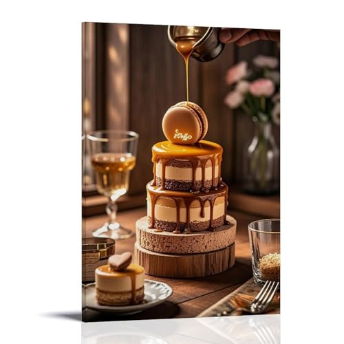 ZBBZJYHH Dessert-Wandkunst, Gourmet-Mousse und Karamell-Nieselregen, Meisterwerk, modernes künstlerisches Wandbild, hängende Dekoration, Poster, 30 x 45 cm von ZBBZJYHH