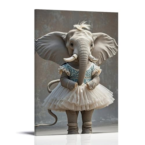 ZBBZJYHH Elegante Elefanten-Wanddekoration, traumhafte Ballerina-Verzierung für Heimdekoration, modernes künstlerisches Wandbild, hängende Dekoration, Poster, 60 x 90 cm von ZBBZJYHH