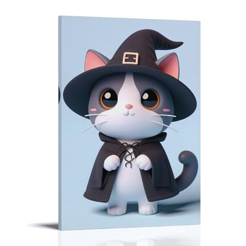 ZBBZJYHH Halloween-Themen-Wanddekoration, niedliche Katze, Hexe mit dunklem Hut und Umhang, modernes künstlerisches Wandbild, hängende Dekoration, Poster, 20 x 30 cm ZBBZJYHH Halloween-Themen-Wanddekoration, niedliche Katze, Hexe mit dunklem Hut und Umhang, modernes künstlerisches Wandbild, hängende Dekoration, Poster, 20 x 30 cm von ZBBZJYHH