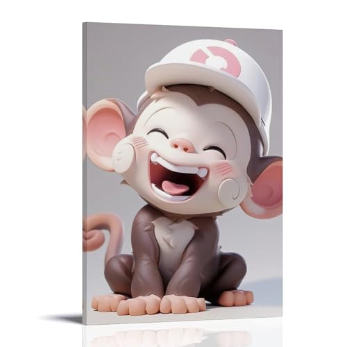 ZBBZJYHH Happy Monkey Wanddekoration, Figur, modern, künstlerisches Wandbild, hängendes Dekor-Poster, 60 x 90 cm von ZBBZJYHH