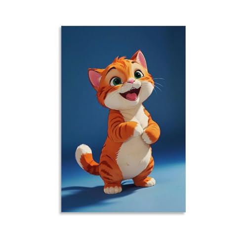 ZBBZJYHH Joyful Kitty Wanddekoration, Poster, modernes künstlerisches Wandbild, hängende Dekoration, Poster, 50 x 75 cm von ZBBZJYHH
