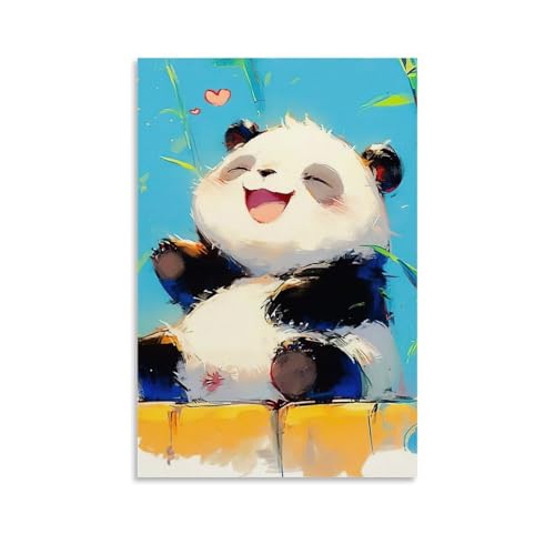 ZBBZJYHH Joyful Panda-Wanddekoration, leuchtende Farben, fröhliche Stimmung, verleihen Sie Ihrem Zuhause einen Hauch von Charme. Modernes, künstlerisches Wandbild, hängende Dekoration, Poster, 50 x 75 von ZBBZJYHH