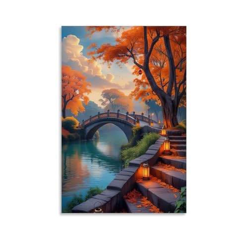 ZBBZJYHH Klassische Landschafts-Wandkunst mit warmen Laternen, modernes künstlerisches Wandbild, hängende Dekoration, Poster, 30 x 45 cm von ZBBZJYHH