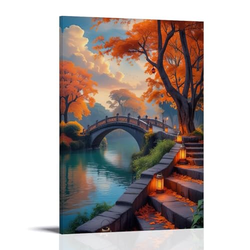 ZBBZJYHH Klassische Landschafts-Wandkunst mit warmen Laternen, modernes künstlerisches Wandbild, hängende Dekoration, Poster, 50 x 75 cm von ZBBZJYHH