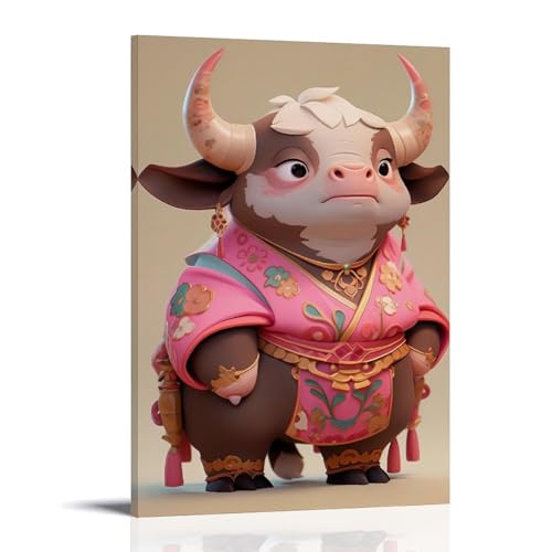 ZBBZJYHH Magischer Stier, Wanddekoration, Poster, modernes künstlerisches Wandbild, hängende Dekoration, Poster, 60 x 90 cm von ZBBZJYHH
