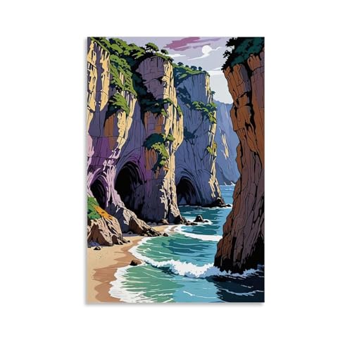 ZBBZJYHH Majestic Coastal Caverns Wandkunst, verwandeln Sie Ihren Raum mit der Schönheit der Natur, modernes künstlerisches Wandbild zum Aufhängen, Dekor-Poster, 40 x 60 cm von ZBBZJYHH