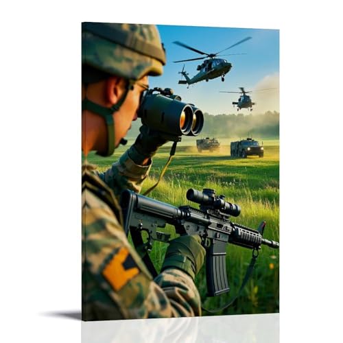 ZBBZJYHH Militärische Action-Wanddekoration, Hubschrauber und Soldaten-Kunstdruck, modernes künstlerisches Wandbild, hängende Dekoration, Poster, 30 x 45 cm von ZBBZJYHH