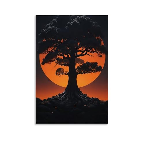 ZBBZJYHH Mystic Tree Mondschein Wandkunst, Dekoration, modernes künstlerisches Wandbild, hängende Dekoration, Poster, 30 x 45 cm von ZBBZJYHH