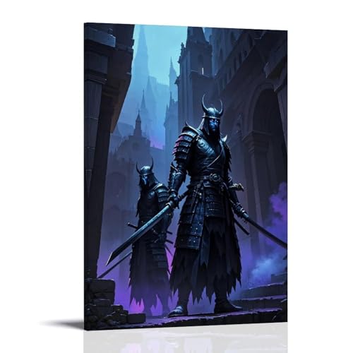 ZBBZJYHH Mystischer Samurai-Wandkunst, modernes künstlerisches Wandbild, hängendes Dekor-Poster, 60 x 90 cm von ZBBZJYHH