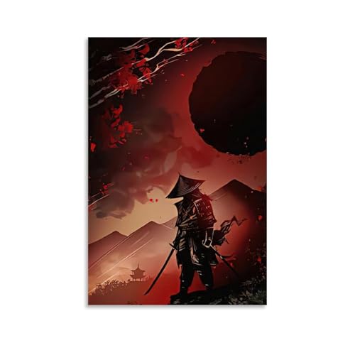 ZBBZJYHH Samurai-Poster auf dunklem Hintergrund mit roten Blumen, modernes künstlerisches Wandbild, hängende Dekoration, Poster, 20 x 30 cm ZBBZJYHH Samurai-Poster auf dunklem Hintergrund mit roten Blumen, modernes künstlerisches Wandbild, hängende Dekoration, Poster, 20 x 30 cm von ZBBZJYHH