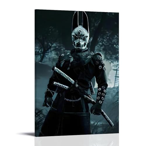 ZBBZJYHH Samurai-Poster der Dunkelseite ist auf einem Gebäude gemalt, modernes künstlerisches Wandbild, Hängedekor-Poster, 40 x 60 cm von ZBBZJYHH
