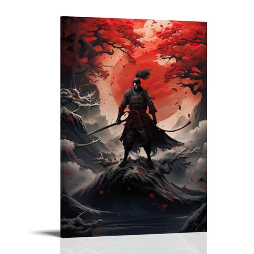 ZBBZJYHH Samurai-Poster mit Schwert und Baum in der Mitte davon, modernes künstlerisches Wandbild, Hängedekoration, Poster, 50 x 75 cm von ZBBZJYHH